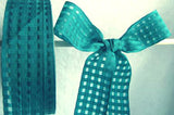 R1261 27mm Kingfisher and Sheer Check Ribbon - Ribbonmoon