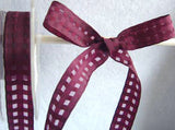 R1262 16mm Maroon Sheer Check Ribbon - Ribbonmoon