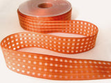 R1263 27mm Dusky Burnt Orange Sheer Check Ribbon