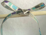 R1352 8mm Silver, Blues and Purple Thin Metallic Lurex Ribbon - Ribbonmoon