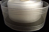 R1371 59mm White Nylon Translucent Ribbon with Satin Stripes - Ribbonmoon