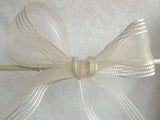 R1371 59mm White Nylon Translucent Ribbon with Satin Stripes - Ribbonmoon