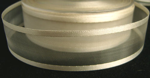 R1486 26mm Pearl Sheer Ribbon With Satin Borders by Berisfords - Ribbonmoon