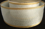 R1496 42mm Silver Metallic Sheer Ribbon with Gold Borders - Ribbonmoon