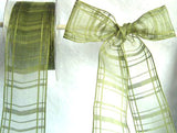 R1553 39mm Sage Green Sheer Check Ribbon - Ribbonmoon