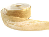 R1595 36mm Cream Ecru Feather Sheer Ribbon. Wire Edge, Berisfords