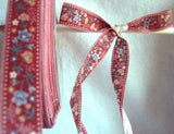 R1610C 15mm Burgundy Flowery Ribbon, 100% Cotton - Ribbonmoon