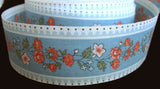 R1637C 30mm Blue Flowery 100% Cotton Ribbon - Ribbonmoon