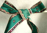 R1654 43mm Green Paisley Design Ribbon, 100% Cotton - Ribbonmoon