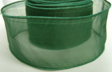 R1731 54mm Holly Green Sheer Ribbon with Wired Borders - Ribbonmoon