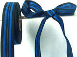 R1774 19mm Royal Blue and Black Woven Jacquard Stripe Ribbon - Ribbonmoon