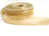 R2071 16mm Cream Beige Feather Sheer Ribbon. Wire Edge, Berisfords