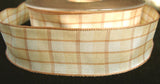 R2107 26mm Creams and Beige Gingham Ribbon - Ribbonmoon