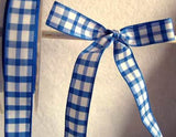 R2232 16mm Royal Blue and White Gingham Ribbon - Ribbonmoon