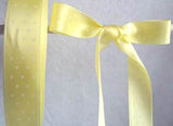 R2268 17mm Primrose Satin Ribbon with a Polka Dot Design - Ribbonmoon