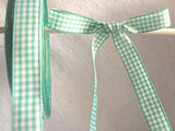 R2325 16mm Spearmint Green and White Gingham Ribbon - Ribbonmoon