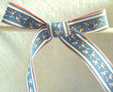 R2444 22mm Blue Flowery Ribbon, 100% Cotton - Ribbonmoon