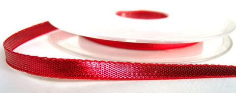 R2484 7mm Red Thin Metallic Lurex Ribbon By Berisfords - Ribbonmoon