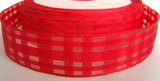 R2488 27mm Red Sheer Check Ribbon with Wire Edges - Ribbonmoon