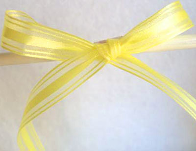 R2506 13mm Lemon Satin and Sheer Striped Ribbon - Ribbonmoon