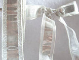 R2745 25mm Metallic Silver Lurex Ribbon with Translucent Mesh Borders - Ribbonmoon