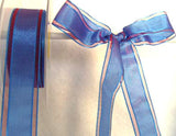 R2801 23mm Royal Blue Sheer Ribbon with Scarletr Berry Stripes - Ribbonmoon