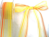 R3399 40mm Yellows and Oranges Sheer and Striped Ribbon - Ribbonmoon