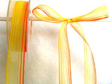 R3400 16mm Yellows and Oranges Sheer and Striped Ribbon - Ribbonmoon