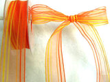 R3412 27mm Oranges and Yellows Striped Sheer Ribbon - Ribbonmoon