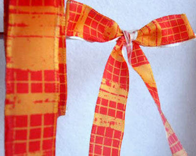 R3894 23mm Orange and Flame Red Plaid Check Ribbon - Ribbonmoon