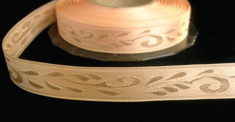 R4144 16mm Pale Peach Tonal Woven Jacqurd Ribbon - Ribbonmoon