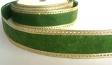 R4172 31mm Green and Gold Tough Stitchable Paper Based Fabric Ribbon, Wired - Ribbonmoon