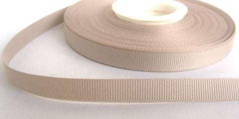 R4191 10mm Beige Grey Polyester Grosgrain Ribbon - Ribbonmoon