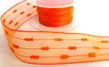 R4315 40mm Orange Delight Feather Stripe Sheer Ribbon - Ribbonmoon