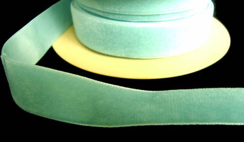 R4341 23mm Dusky New Turquoise Nylon Velvet Ribbon By Berisfords - Ribbonmoon