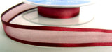 R4616 15mm Burgundy Sheer Ribbon with Satin Borders - Ribbonmoon