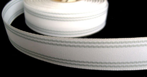 R4641 25mm White Petersham Tape - Ribbonmoon