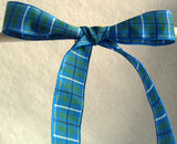 R4717 17mm Blue, Green, Black and White Douglas Tartan Ribbon - Ribbonmoon