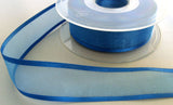 R6039 25mm Royal Blue Sheer Elegance Ribbon with Satin Borders by Berisfords - Ribbonmoon