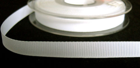 R6241 10mm White Nylon Grosgrain Ribbon by Berisfords