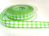 R7010 15mm Meadow Green Polyester Check Gingham Ribbon by Berisfords