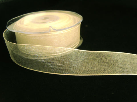 R7519 25mm Pearl Sheer Ribbon with Wired Borders