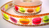 R7798 25mm Printed Taffeta Ribbon with a Macaron Cake Design - Ribbonmoon