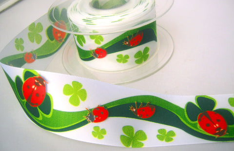 R7823 40mm Ladybird Design Printed Soft Touch Taffeta Ribbon - Ribbonmoon