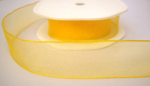 R7895 25mm Deep Yellow Super Sheer Ribbon, Wire Edged - Ribbonmoon