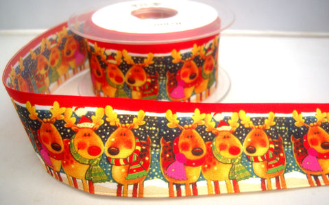 R8247 40mm Reindeer Christmas Theme Printed Taffeta Ribbon - Ribbonmoon