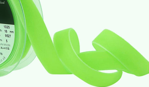 R8805 16mm Apple Green (Bright Lime) Nylon Velvet Ribbon by Berisfords