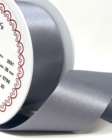 R9155 35mm Slate Grey Double Face Satin Ribbon by Berisfords