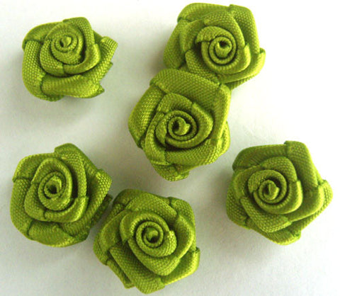 RB164 Kiwi Green 13mm Satin Ribbon Rose Bud by Berisfords - Ribbonmoon