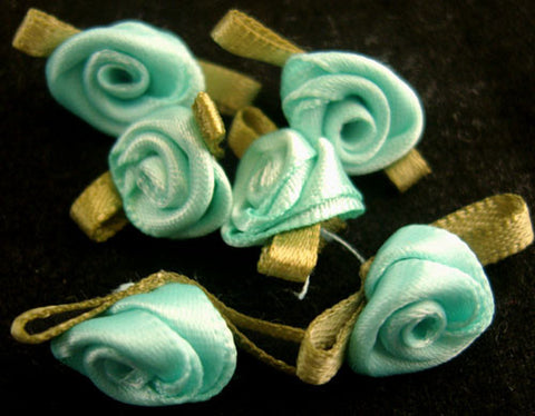 RB242 24mm Turquoise Satin Ribbon Rose - Ribbonmoon